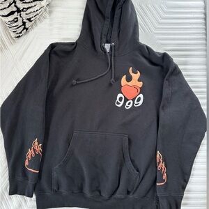Juice Wrld 999 Burning Hearts puffy print sweatshirt